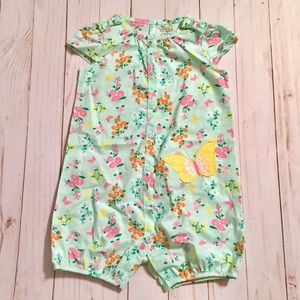 Light Blue Floral Butterfly Bodysuit Spring Romper